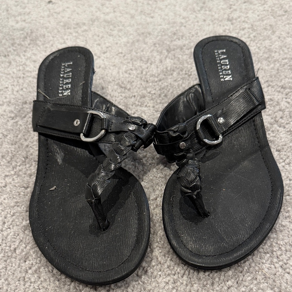 Lauren Ralph Lauren Black Braided Sandals